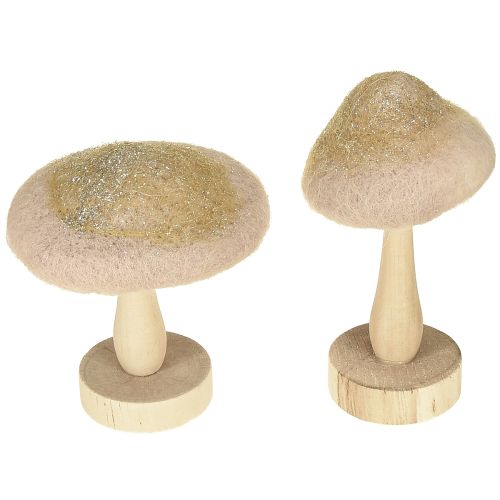 Floristik24 Decorative mushroom wood, felt with glitter table decoration Advent H11cm 4pcs