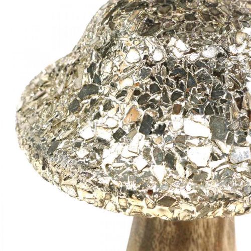 Floristik24 Deco mushroom wood wooden mushroom with golden mosaic pattern H12cm