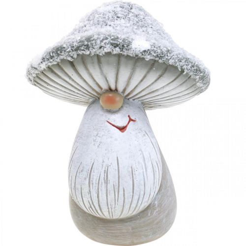 Floristik24 Deco mushroom gnome figure mushroom gnome grey, white 7×9cm 2pcs
