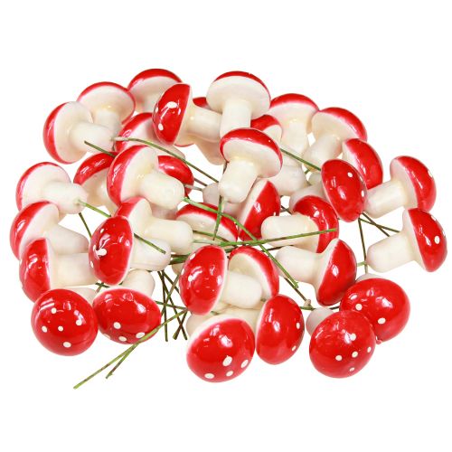 Product Decorative mushrooms to stick, fly agarics on wire Ø2.5cm 36 pcs