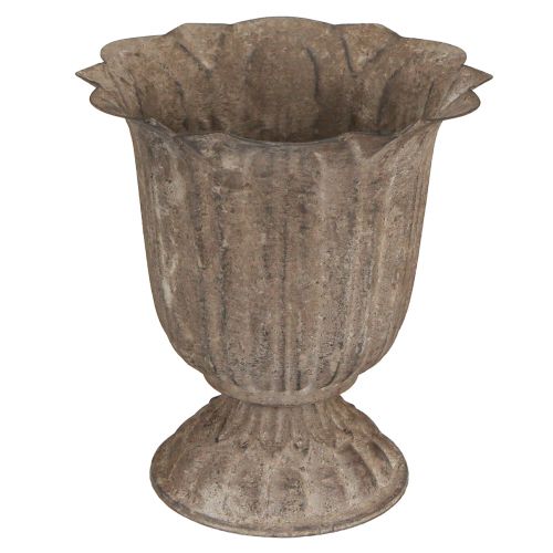 Product Vintage decorative goblet planter, antique look, grey-brown, Ø15cm, H16cm, for rustic table decoration and stylish home accents