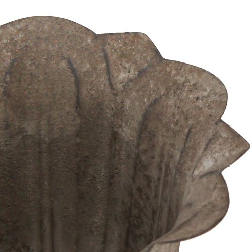 Product Vintage decorative goblet planter, antique look, grey-brown, Ø15cm, H16cm, for rustic table decoration and stylish home accents