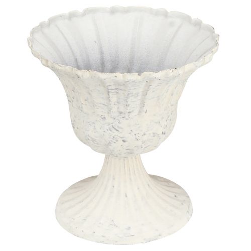Floristik24 Decorative Cup Antique White Metal Goblet Shabby Chic Ø12cm H12cm