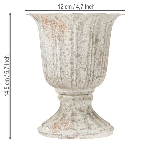 Floristik24 Decorative trophy metal chalice vintage look grey white H14.5cm