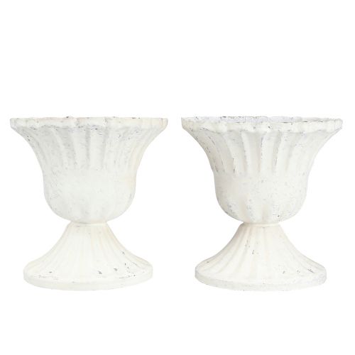 Floristik24 Decorative Cup Shabby Chic Goblet White Ø8cm H8.5cm 2pcs