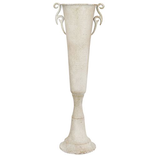 Product Decorative trophy vase, vintage metal, antique style with handles, grey, Ø15cm H59cm, for dried flowers &amp; interior decoration