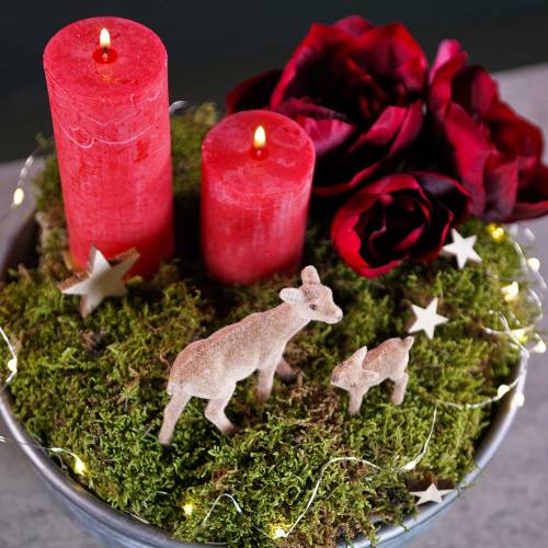 Floristik24 Deco deer 10cm with fawn brown flocked set