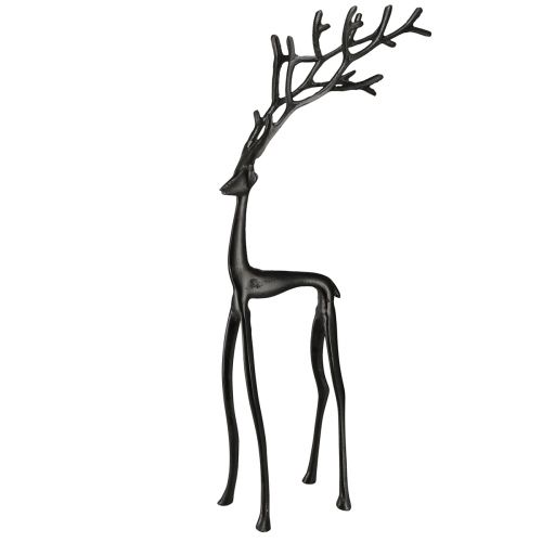 Decorative reindeer metal decoration figure in black 15cmx8cmx53cm