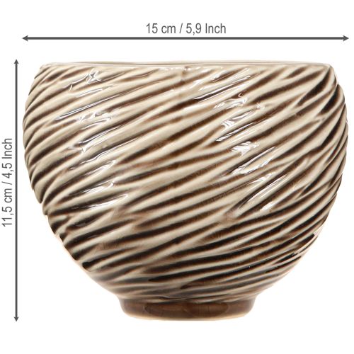 Product Decorative Bowl Flowerpot Ceramic Beige Brown Ø15cm 2pcs