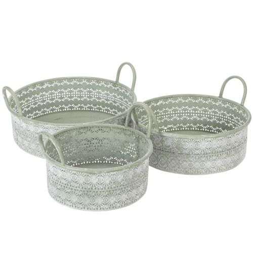 Floristik24 Decorative metal bowl with handles, vintage planter, set of 3