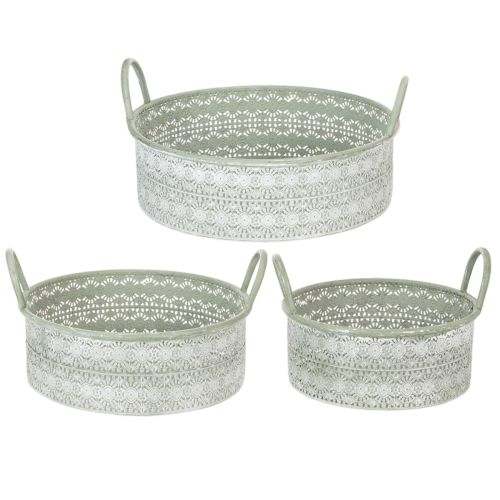 Product Decorative metal bowl with handles, vintage planter, set of 3