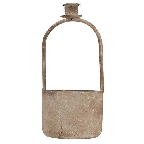 Floristik24 Decorative bowl with candle holder antique grey rust Ø11cm H23.5cm