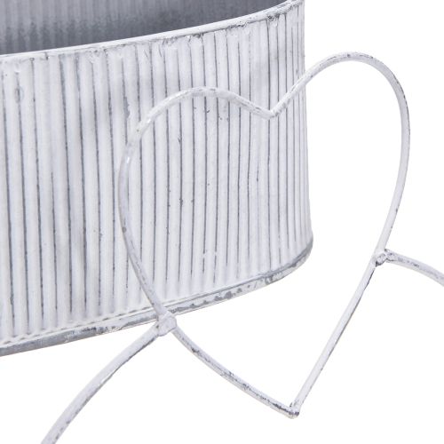 Product Decorative bowl oval metal with heart white 20/16cm set of 2