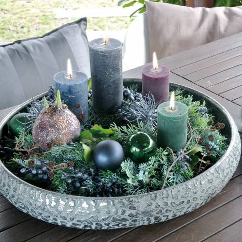 Floristik24 Decorative bowl antique silver zinc Ø40 / 50cm set of 2