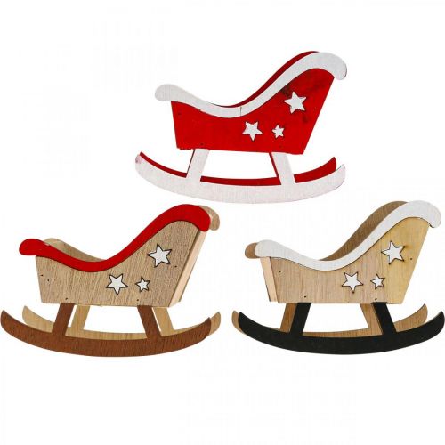 Floristik24 Decorative sleigh wooden Christmas sleigh red white 9pcs
