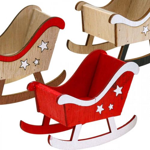 Floristik24 Decorative sleigh wooden Christmas sleigh red white 9pcs