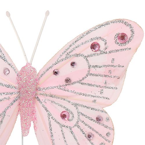 Product Decorative butterfly pink with mica 10.5cm 3pcs