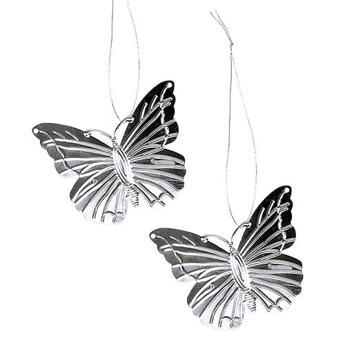 Floristik24 Decorative butterflies to hang silver 5cm 36pcs