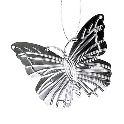Product Decorative butterflies to hang silver 5cm 36pcs