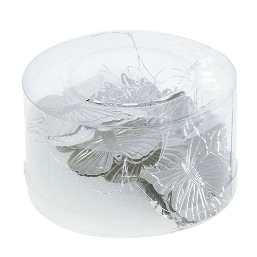 Floristik24 Decorative butterflies to hang silver 5cm 36pcs