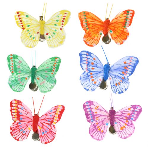 Floristik24 Decorative butterflies on the clip, assorted colors 6cm 24pcs