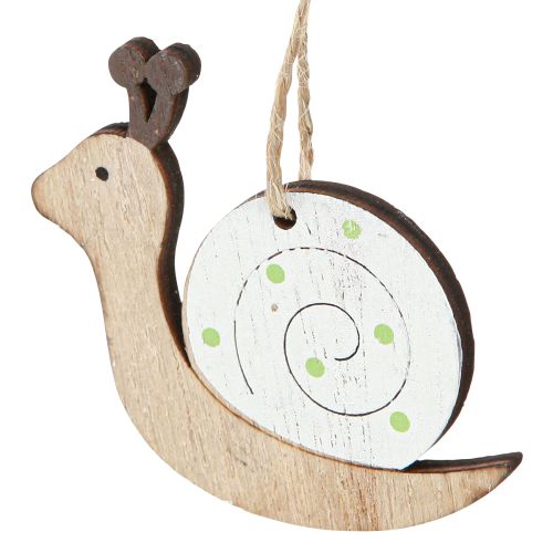 Product Decorative Snail Wooden Decoration for Hanging Natural Green 6.5cm 12 Pcs