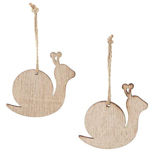 Product Decorative Snail Wooden Decoration for Hanging Natural Green 6.5cm 12 Pcs