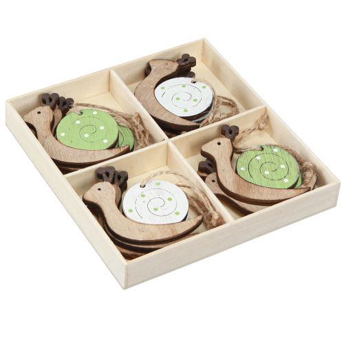Product Decorative Snail Wooden Decoration for Hanging Natural Green 6.5cm 12 Pcs