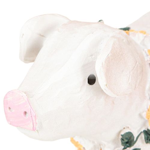 Product Decorative Pig with Rubber Boots – Funny Farm Figure with Flower Wreath 15.5cm 2 pcs