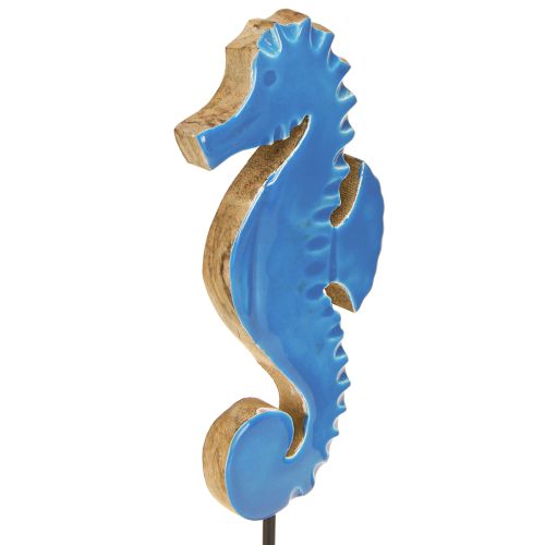 Product Decorative seahorse wooden table decoration natural blue H28cm