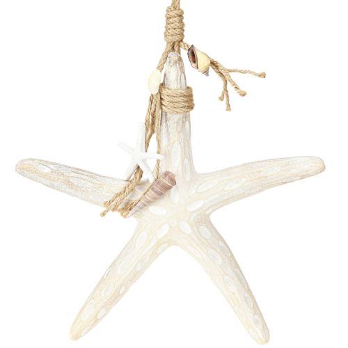 Product Decorative Starfish for Hanging Maritime Decoration Wood White 30cm