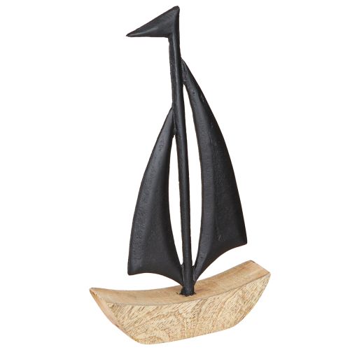Decorative Sailboat Wood Metal in Natural Black H30.5cm