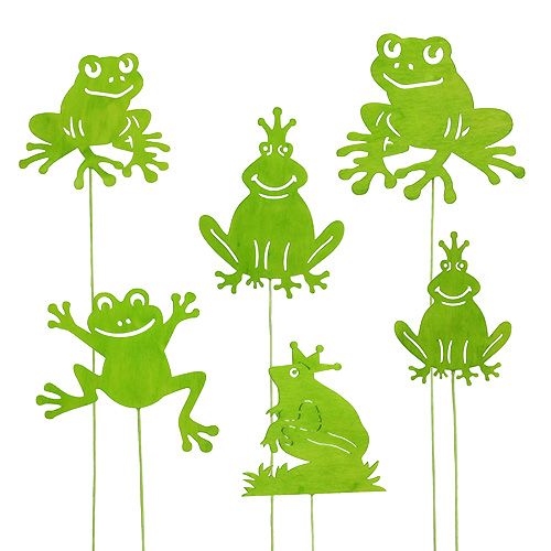 Decorative sticks frog green 7cm - 10cm 12pcs