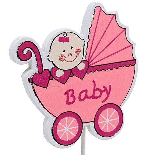 Floristik24 Decorative plug stroller 6cm pink, blue 16 pcs