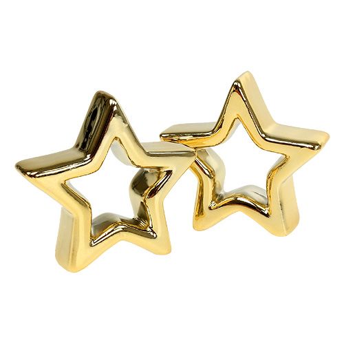 Floristik24 Deco star gold 6.5cm 6pcs