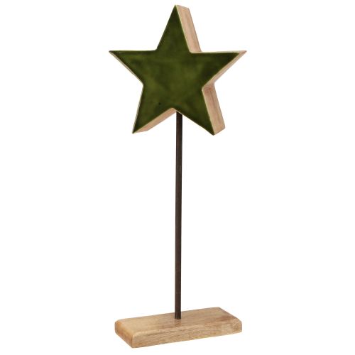 Floristik24 Decorative star wood on stick base green brown 20x9.5x50cm