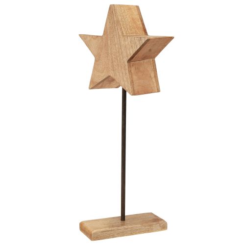 Product Decorative star wood on stick base green brown 20x9.5x50cm