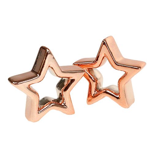 Floristik24 Deco star copper 6.5cm 6pcs
