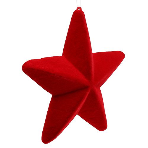 Product Deco star red flocked 20cm