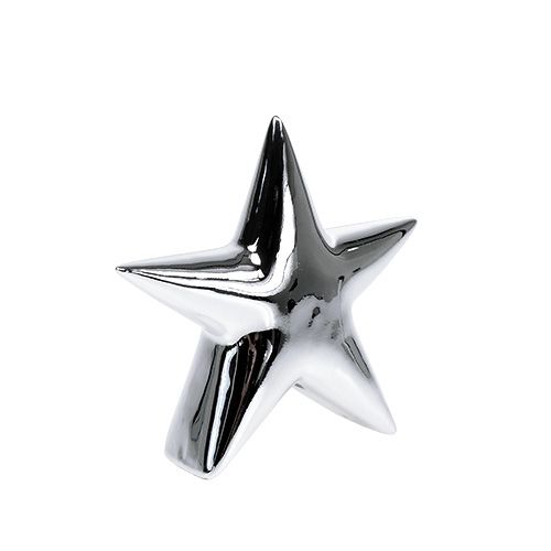 Floristik24 Deco star silver standing 12cm 2pcs