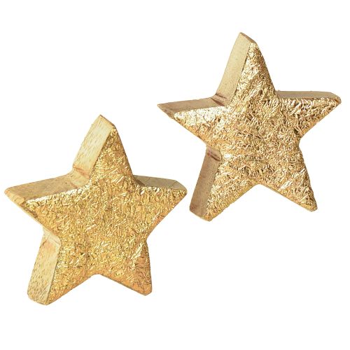 Floristik24 Decorative stars wooden stars gold natural mango wood Ø5cm 12 pcs