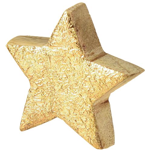Floristik24 Decorative stars wooden stars gold natural mango wood Ø5cm 12 pcs