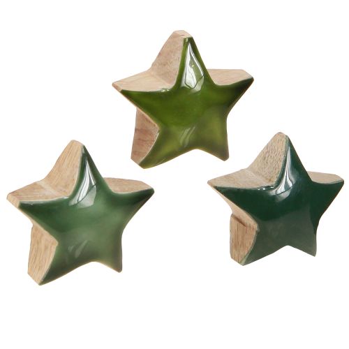 Floristik24 Decorative stars wooden stars green scatter decoration 3cm 9 pcs