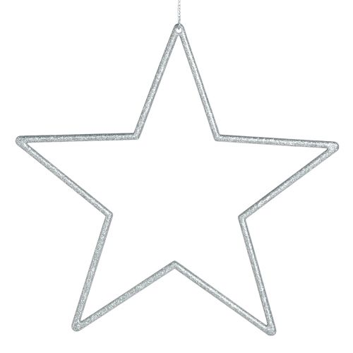 Product Decorative Silver Stars, Glitter Christmas Tree Ornaments, 18cm, 8 Pieces, Christmas Tree Decoration