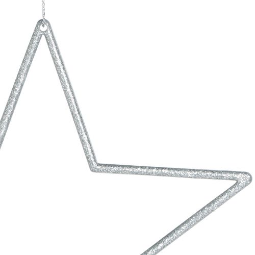 Product Decorative Silver Stars, Glitter Christmas Tree Ornaments, 18cm, 8 Pieces, Christmas Tree Decoration