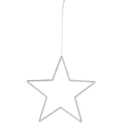 Product Decorative Silver Stars, Glitter Christmas Tree Ornaments, 18cm, 8 Pieces, Christmas Tree Decoration