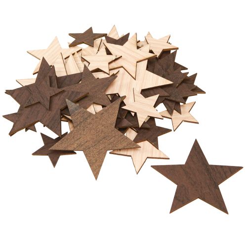 Product Decoration Stars Christmas Natural Brown Ø3.5–5.5cm 48 pcs