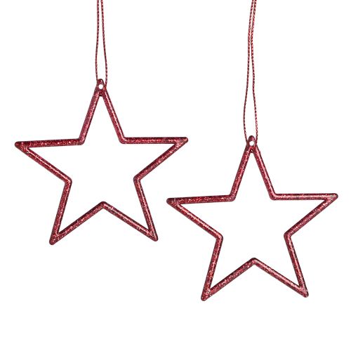 Product Red Christmas Stars for Hanging - Glittering Tree Decoration &amp; Festive Room Decoration, Set of 40, 7.5cm