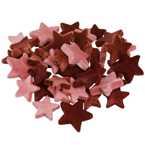 Floristik24 Decorative stars flocked scatter decoration Burgundy Brown Ø4/5cm 40 pcs