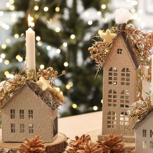 Decorative stars flocked scatter decoration yellow brown Ø4/5cm 40 pcs | Floristik24.ie